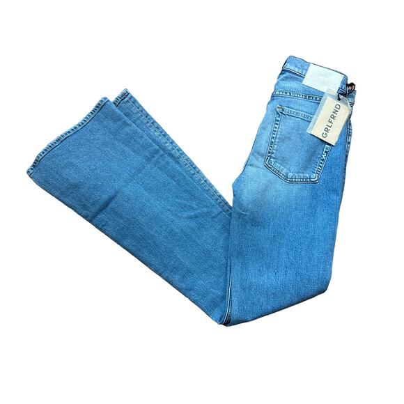 GRLFRND High Stretch Flare Jeans SIZE 24 Long Faded Light Button Fly $225 NEW - Picture 8 of 10